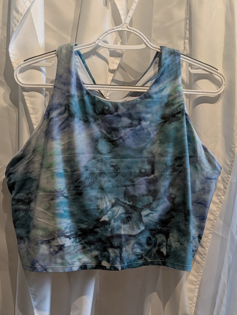 D1 Athleta Tie Dye Crop Sports Bra Tank Top 2X Blue